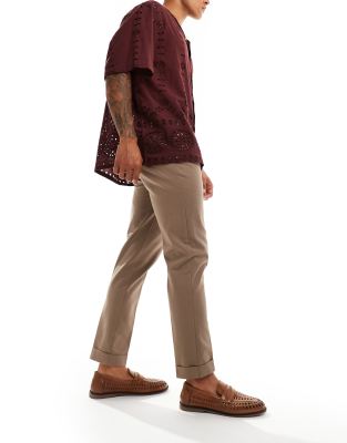 Asos Design Smart Premium Slim Fit Chino Pants In Brown