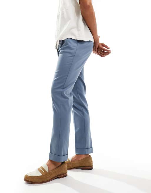 ASOS DESIGN smart premium slim fit chino trousers in petrol blue