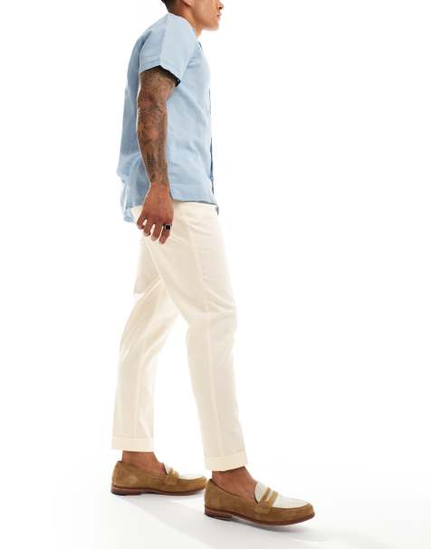 ASOS DESIGN smart premium tapered chino trousers in white - view 1