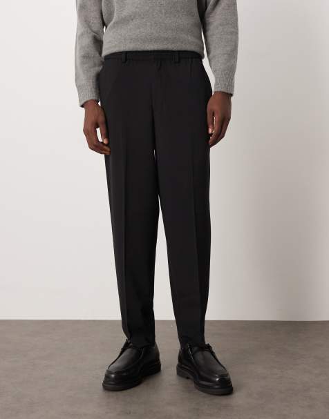 ASOS DESIGN smart pull on oversized tapered trousers in black