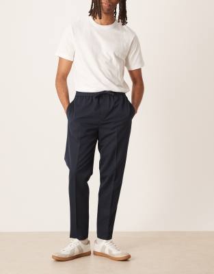 Asos Design Smart Pull On Tapered Pants In Blue