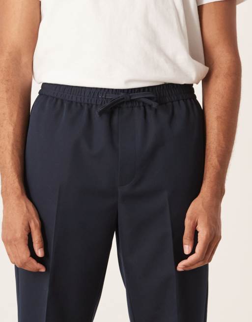 ASOS DESIGN smart pull on tapered trousers in navy