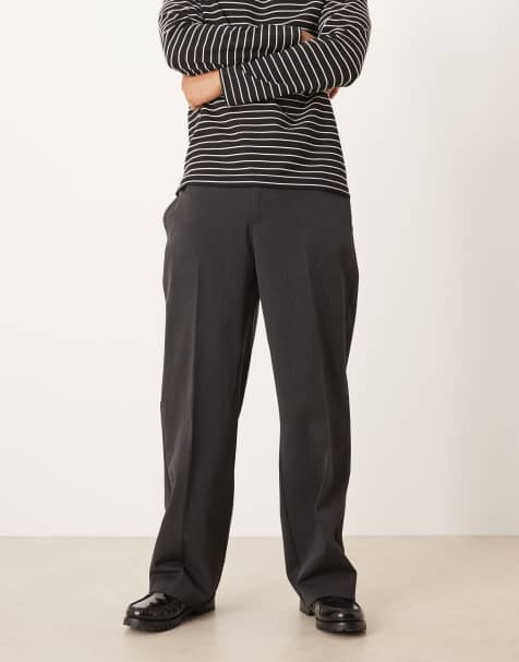 ASOS DESIGN smart pull on wide leg trousers in black