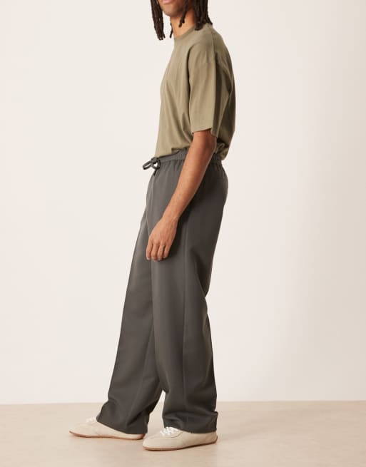 ASOS DESIGN smart pull on wide leg trousers in charcoal , 3 of 5