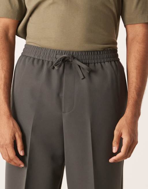 ASOS DESIGN smart pull on wide leg trousers in charcoal , 4 of 5