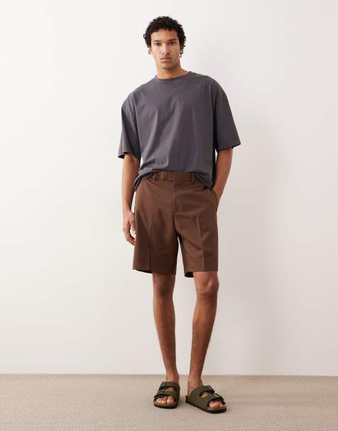 ASOS DESIGN smart regular shorts in dark brown - view 1