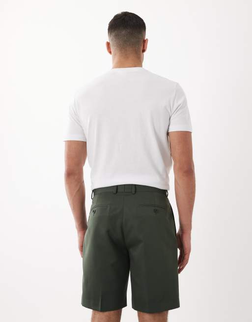 ASOS DESIGN smart regular shorts in dark green with turnup, 5 of 5