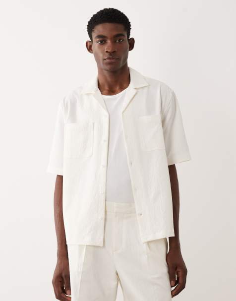 ASOS DESIGN smart relaxed shirt in white seersucker (part of a set) - view 1