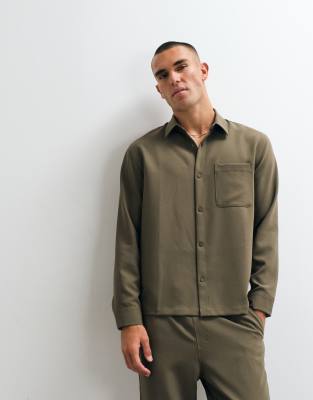 Asos Design Smart Relaxed Shirt With Snaps In Green