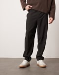 [ASOS DESIGN] ASOS DESIGN smart relaxed tapered fit pants in black W28 L30 BLACK