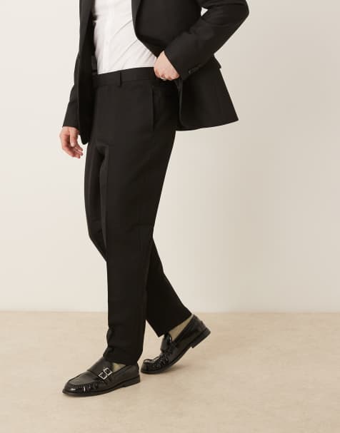 ASOS DESIGN smart relaxed tapered fit trousers in black - view 1