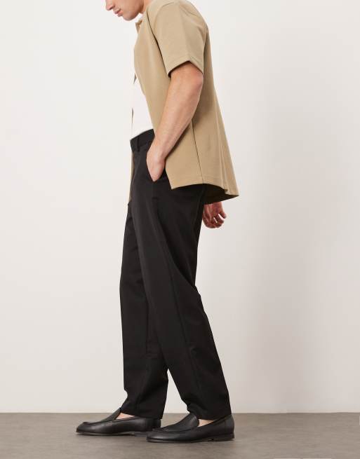 ASOS DESIGN relaxed tapered fit dress pants in black