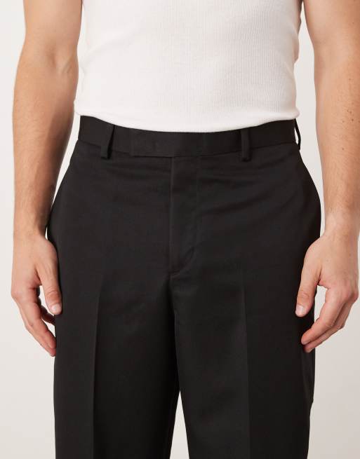 ASOS DESIGN relaxed tapered fit dress pants in black