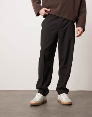 asos ASOS DESIGN smart relaxed tapered fit trousers in black