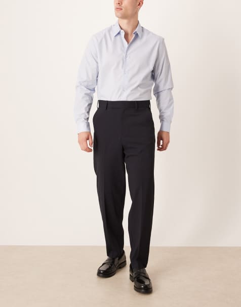 ASOS DESIGN smart relaxed tapered leg pants in navy - view 1