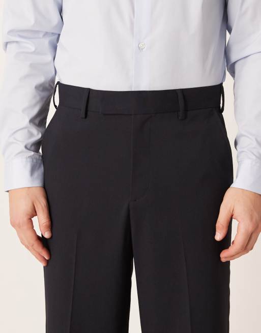 ASOS DESIGN smart relaxed tapered leg trousers in navy, 4 of 5