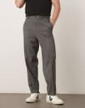 [ASOS DESIGN] ASOS DESIGN smart relaxed tapered pants in black herringbone W32 L30 BLACK