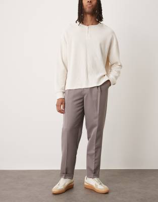 Asos Design Smart Relaxed Tapered Pants In Brown
