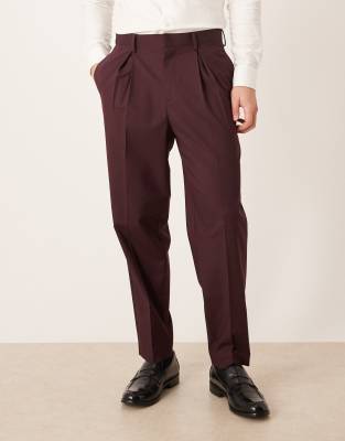 Asos Design Smart Relaxed Tapered Pants In Red