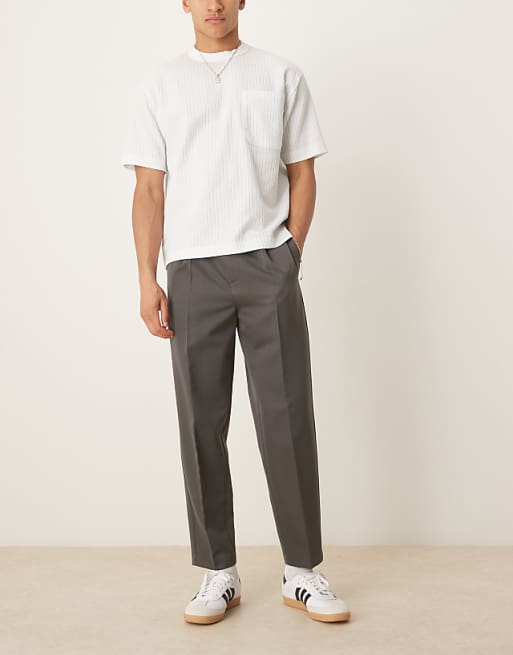 ASOS DESIGN smart relaxed tapered pants with front pleat in ASOS DESIGN smart relaxed tapered pants with front pleat in