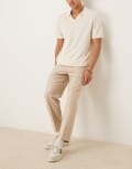 [ASOS DESIGN] ASOS DESIGN smart relaxed tapered pants with front pleats in stone brushed fabric-Neutral W28 L32 STONE