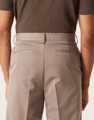 Asos Design Smart Relaxed Tapered Pants With Pintuck In Brown