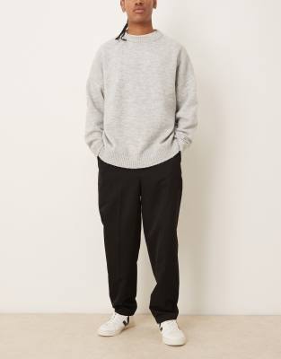 Asos Design Smart Relaxed Tapered Pants With Quarter Elasticized Waistband In Black