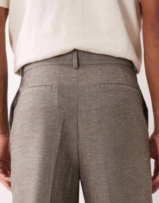 ASOS DESIGN smart relaxed tapered trousers in light grey herringbone, 4 of 5