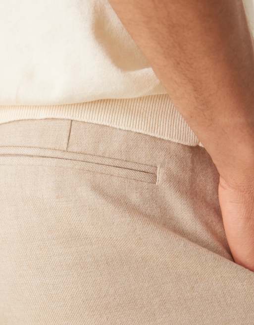 ASOS DESIGN smart relaxed tapered trousers with front pleats in stone brushed fabric , 3 of 5