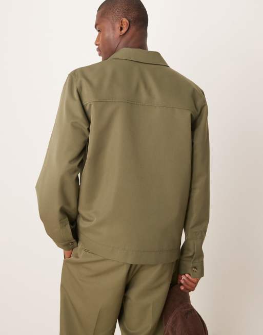ASOS DESIGN smart revere harrington in dark green - part of a set, 4 of 4