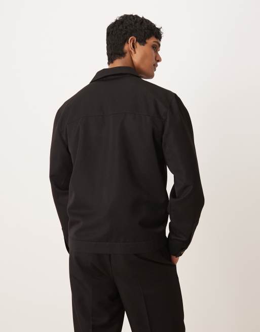 ASOS DESIGN smart revere shacket in black (part of a set), 3 of 5