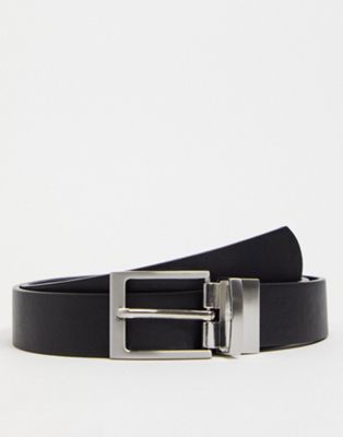 ASOS DESIGN Smart reversible belt in black and suede faux leather