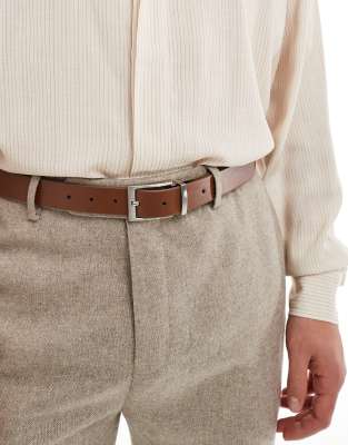 ASOS DESIGN ASOS DESIGN smart reversible belt in tan and brown faux leather