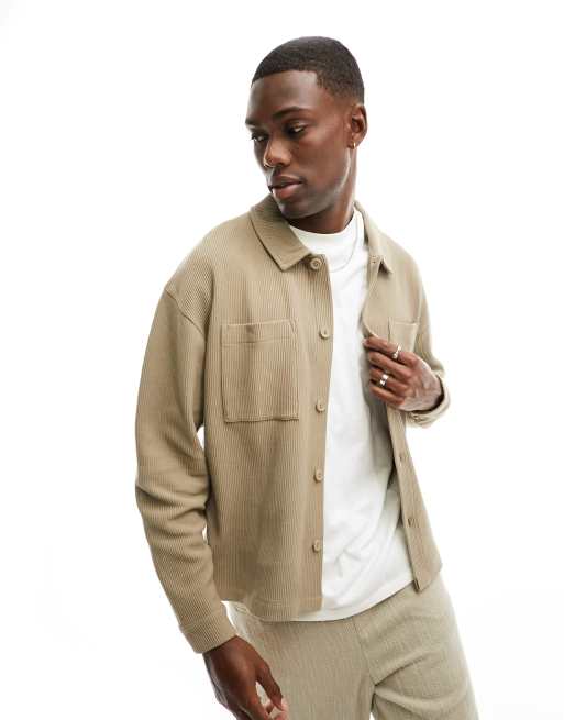 Polo Harrington Ribbed Cotton Stone Men's Jacket