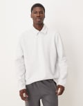 [ASOS DESIGN] ASOS DESIGN smart scuba-style fabric polo shirt in oatmeal marl (part of a set)-Neutral M Grey marle