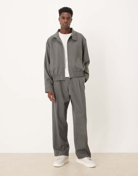 ASOS DESIGN smart set in charcoal pinstripe - view 1