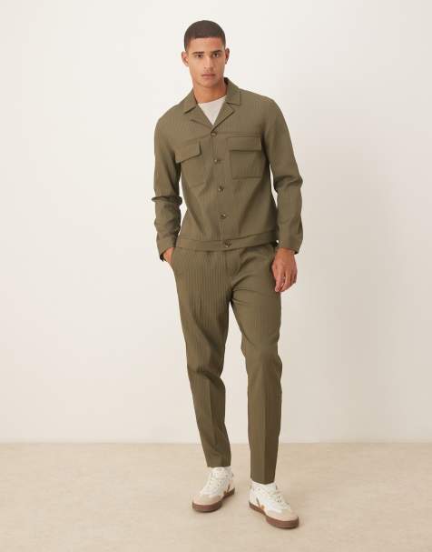 ASOS DESIGN smart set in khaki rib - view 1