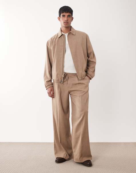 ASOS DESIGN smart set pleated blouson in beige - view 1
