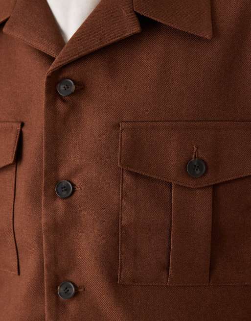 ASOS DESIGN smart shacket co-ord jacket in brown, 5 of 5