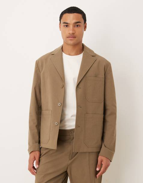 ASOS DESIGN smart shacket in khaki - part of a set - view 1
