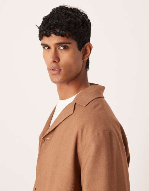 ASOS DESIGN smart shirt jacket in brown (Part of a set), 4 of 5