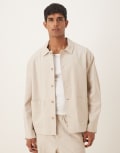[ASOS DESIGN] ASOS DESIGN smart shirt jacket in ecru with linen (Part of a set)-Neutral XS Ecru