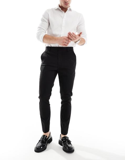 ASOS DESIGN smart skinny cropped trousers in black