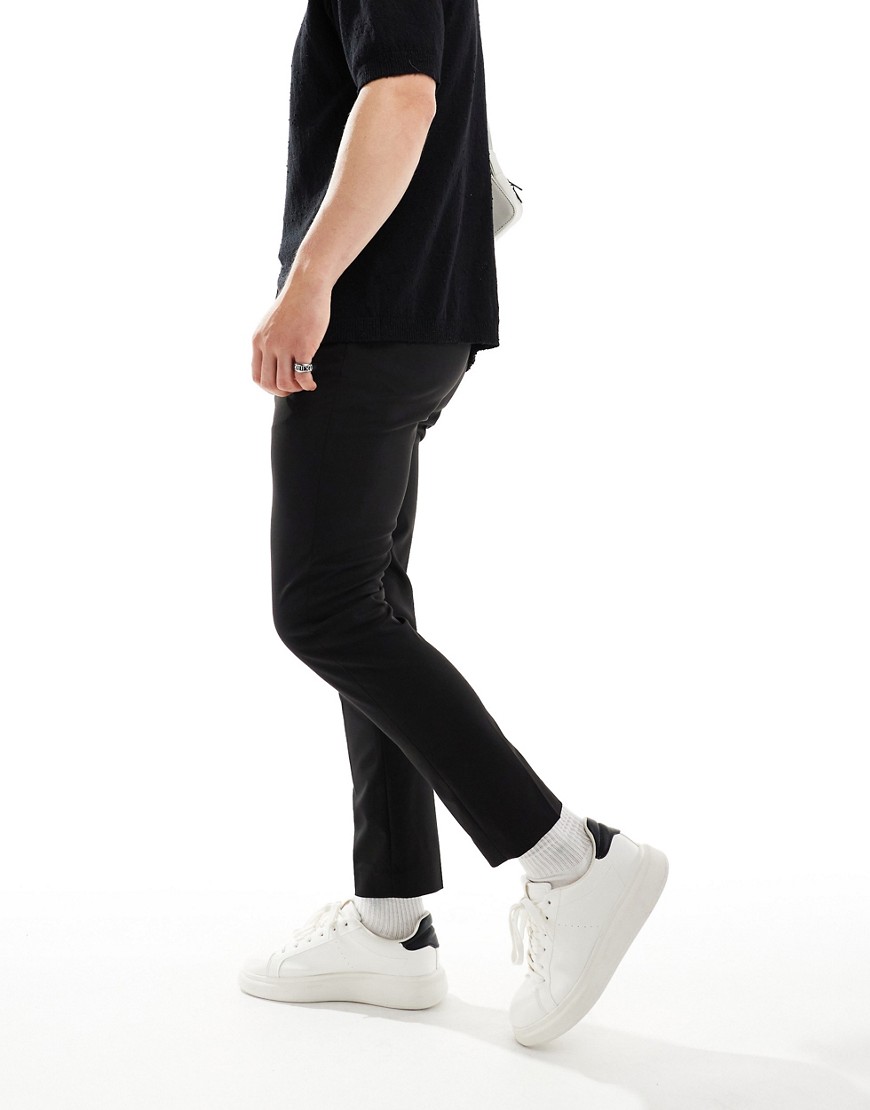 ASOS DESIGN smart skinny cropped trousers in black