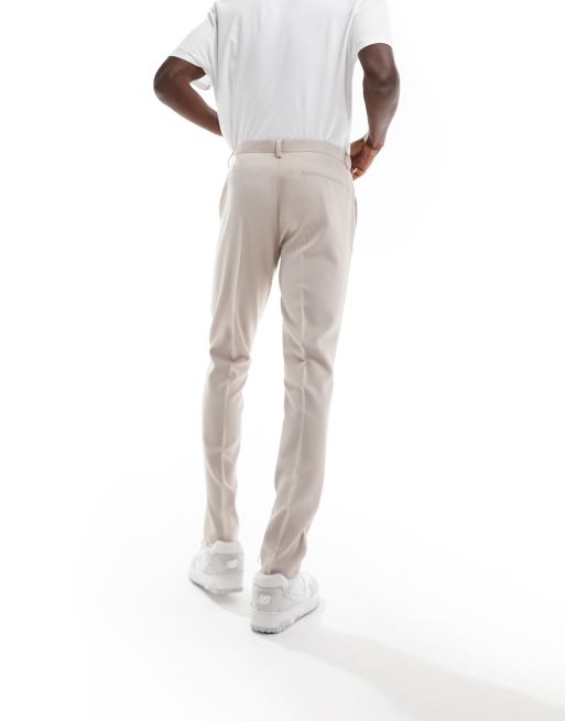 ASOS DESIGN smart skinny fit pants in stone