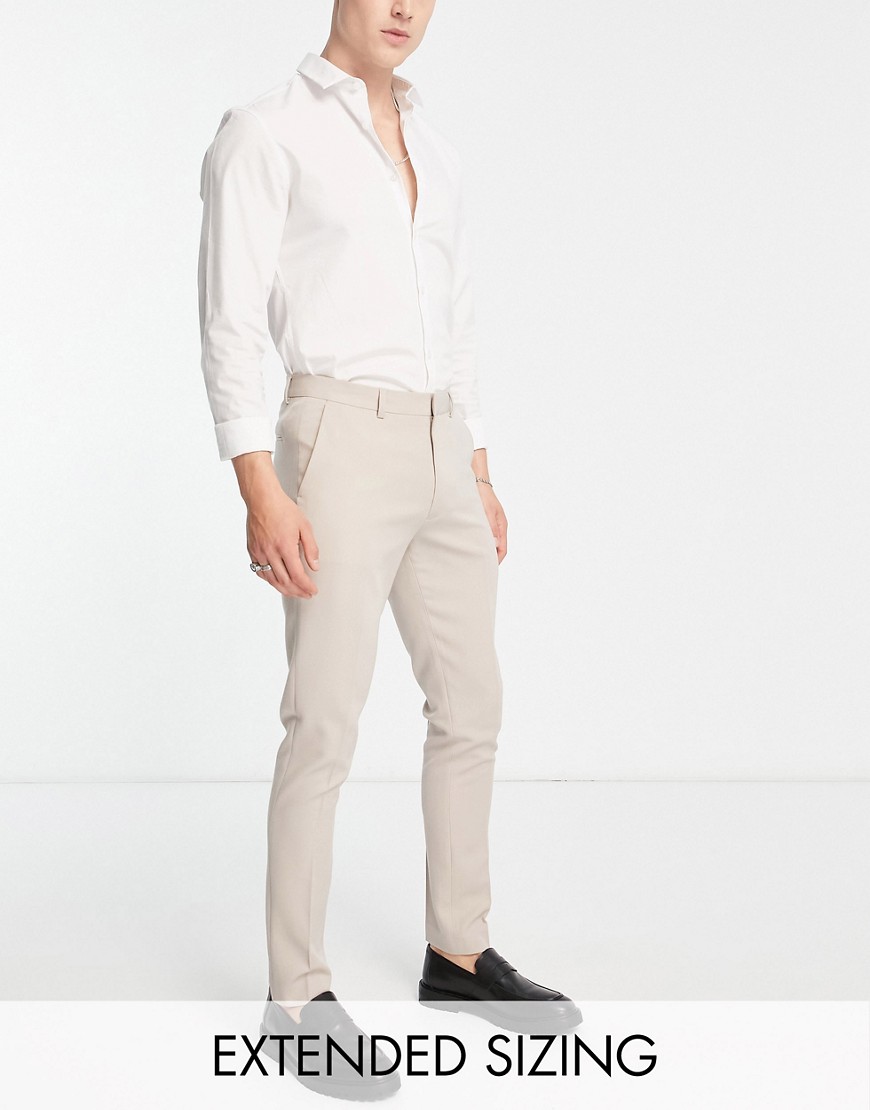 ASOS DESIGN smart skinny fit trousers in stone-Neutral