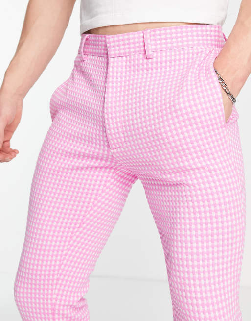 Pink hot sale gingham trousers