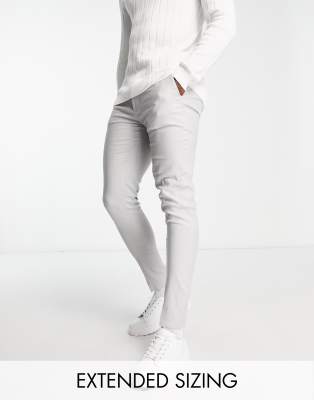 Asos Design Smart Skinny Linen Mix Pants In Light Gray