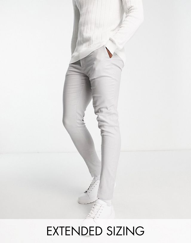 ASOS DESIGN smart skinny linen mix pants in light gray