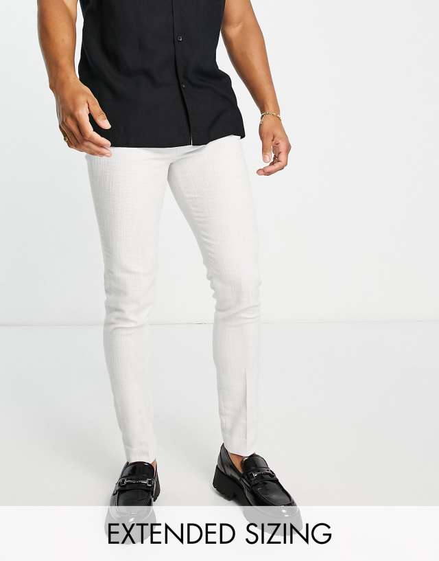 ASOS DESIGN smart skinny pants with cotton mix micro texture in light gray